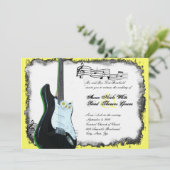 Wild Electric Guitar Limoen Music Wedding Invitati Kaart (Staand voorkant)
