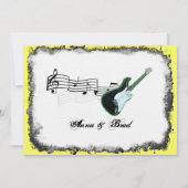 Wild Electric Guitar Limoen Music Wedding Invitati Kaart (Achterkant)