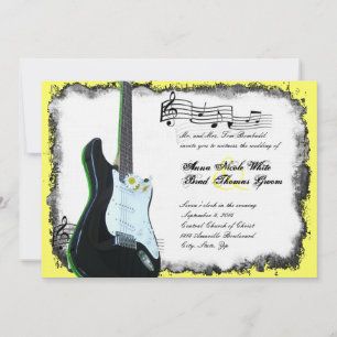 Wild Electric Guitar Limoen Music Wedding Invitati Kaart