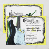 Wild Electric Guitar Limoen Music Wedding Invitati Kaart (Voorkant / Achterkant)