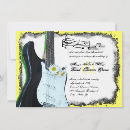 Wild Electric Guitar Limoen Music Wedding Invitati Kaart