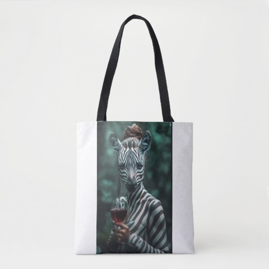 Wild Elegance: de Zebra met het wijnglas Tote Bag (Voorkant)