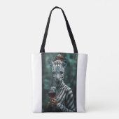 Wild Elegance: de Zebra met het wijnglas Tote Bag (Achterkant)