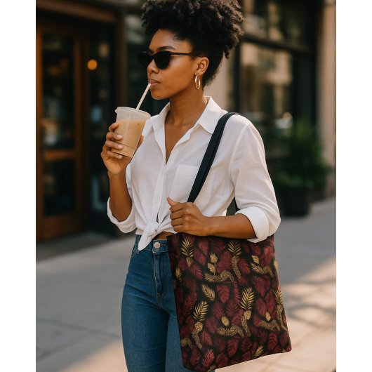 Wild Elegance Monogram Bourgogne & Goud Tote Bag