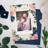 Wild Elegance | Navy Blush & Gold Save the Date Aankondiging