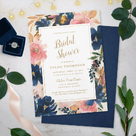 Wild Elegance | Navy Blush & Gold Vrijgezellenfees Kaart