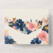 Wild Elegance | Navy Blush & Gold Wedding All In One Uitnodiging (Achterkant)