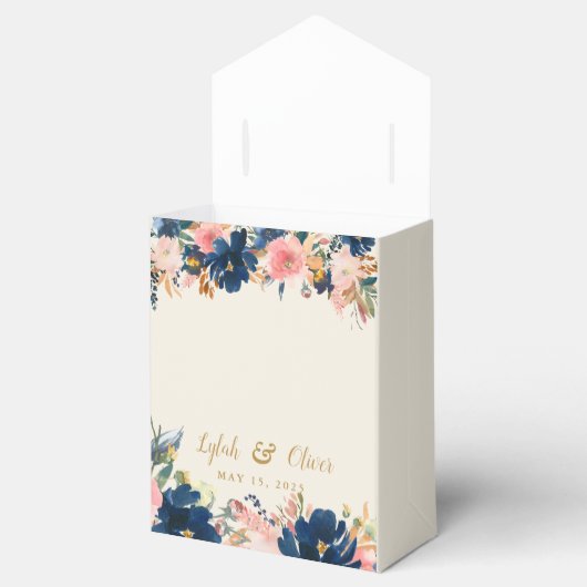 Wild Elegance | Navy Blush & Gold Wedding Bedankdoosjes (Geopend)