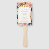 Wild Elegance | Navy Blush & Gold Wedding Hand Fan Handwaaier (Voorkant)