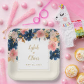 Wild Elegance | Navy Blush & Gold Wedding Papieren Bordje (Feest)