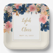 Wild Elegance | Navy Blush & Gold Wedding Papieren Bordje (Voorkant)