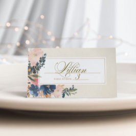 Wild Elegance | Navy Blush & Gold Wedding Plaatskaartje