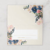 Wild Elegance | Navy Blush & Gold Wedding Plaatskaartje (Buitenkant ongevouwen)