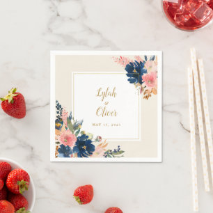 Wild Elegance   Navy Blush & Gold Wedding Servet