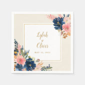 Wild Elegance | Navy Blush & Gold Wedding Servet (Voorkant)