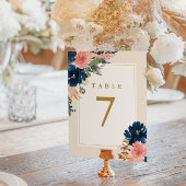 Wild Elegance | Navy Blush & Gold Wedding Table Nu Kaart