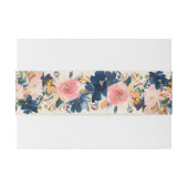 Wild Elegance | Navy Blush & Gold Wedding Uitnodigingen Wikkel (Achterkant Voorbeeld)