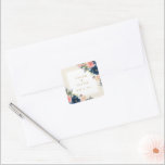 Wild Elegance | Navy Blush & Gold Wedding Vierkante Sticker<br><div class="desc">Verse,  elegante waterverf floralen in levendige marineblauw en zoete blush roze zijn geaccentueerd met zachte antiek golden. Deze stickers zijn ontworpen om te passen bij ons collectie van de Wilde Elegance Navy,  Blush & Gold bruiloft.</div>