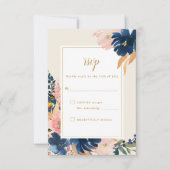 Wild Elegance | RSVP-auto van Navy Blush & Gold We RSVP Kaartje (Voorkant)