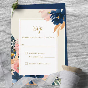 Wild Elegance   RSVP-auto van Navy Blush & Gold We RSVP Kaartje