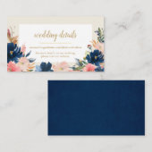 Wild Elegance | Website van Navy Blush & Gold Wedd Informatiekaartje (Voorkant / Achterkant)