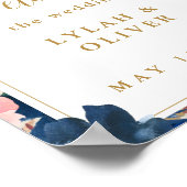 Wild Elegance | Welkom bij Navy Blush & Gold Weddi Poster (Hoek)