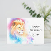Wild Elegant Wish Lion Verjaardag Kaart (Staand voorkant)