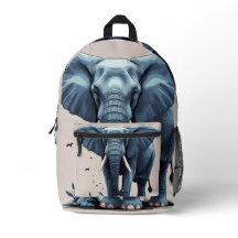 Wild Elephant Backpack, Animal Print School Travel