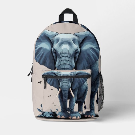 Wild Elephant Backpack, Animal Print School Travel Bedrukte Rugzak (Voorkant)