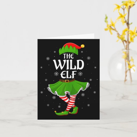 Wild Elf Christmas Family Girls Women Elf Squad Xm Kaart (Gele Bloem)