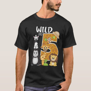 Wild en 5 dierentuin Theme 5th Birthday Party Safa T-shirt