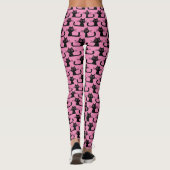 Wild en Crazy Black Kitty Cats Patroon Funky Pink Leggings (Achterkant)