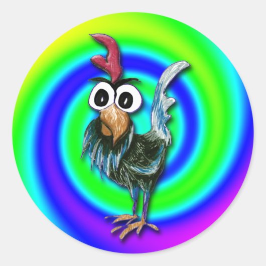 Wild en Crazy Rooster Sticker (Voorkant)