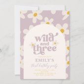 Wild en Drie Daisy Verjaardag Uitnodiging (Voorkant)