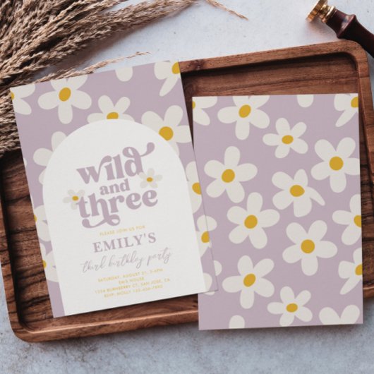 Wild en Drie Daisy Verjaardag Uitnodiging