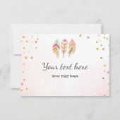 Wild en drie invoegen kaart RSVP Feathers Wild One (Voorkant)