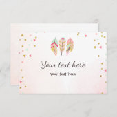 Wild en drie invoegen kaart RSVP Feathers Wild One (Voorkant / Achterkant)