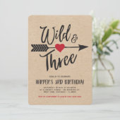 Wild en drie moderne derde jaar verjaardag kaart (Staand voorkant)