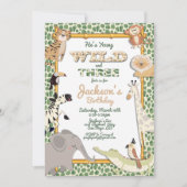 Wild en drie Oerwoud Safari verjaardagsfeestje Kaart (Voorkant)