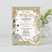 Wild en drie Oerwoud Safari verjaardagsfeestje Kaart (Staand voorkant)