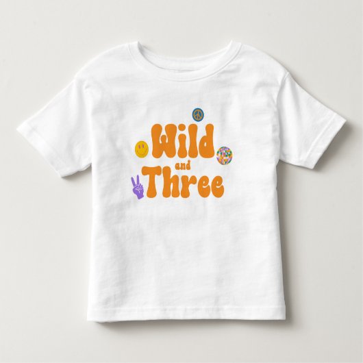 Wild en Drie Retro 70's 3e Derde Verjaardag Kinder Shirts (Voorkant)