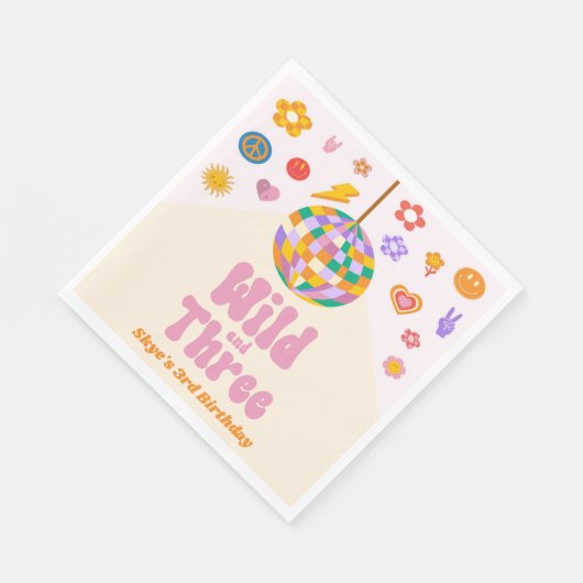 Wild en Drie Retro Disco Ball 3e Verjaardagsfeest Servet (Hoek)