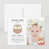 Wild en drie Schattigee uilen foto verjaardagsfees Uitnodiging Briefkaart (Voorkant / Achterkant)