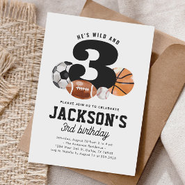 Wild en drie sporten 3e verjaardag kaart