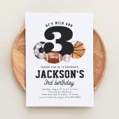 Wild en drie sporten 3e verjaardag kaart