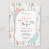 Wild en Drie Tribal Pijlen Derde Verjaardagsfeest Kaart (Voorkant / Achterkant)