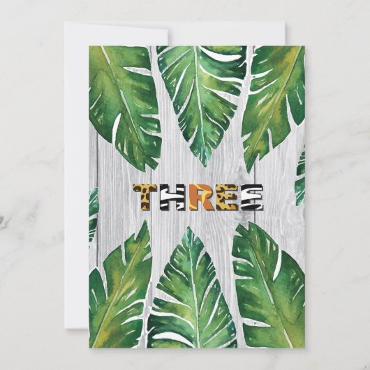 Wild en Drie verjaardagsuitnodiging. Jongen oerwou Kaart (Achterkant)