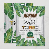 Wild en Drie verjaardagsuitnodiging. Jongen oerwou Kaart (Voorkant / Achterkant)