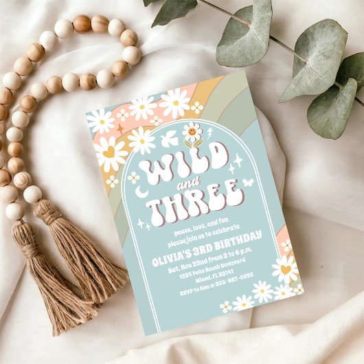 Wild en Drie Verjaardagsuitnodiging Kaart