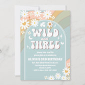 Wild en Drie Verjaardagsuitnodiging Kaart (Voorkant)
